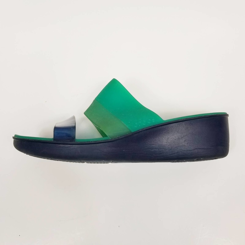 π CROCS Blue\Green Wedge Sandals - Picture 3 of 9